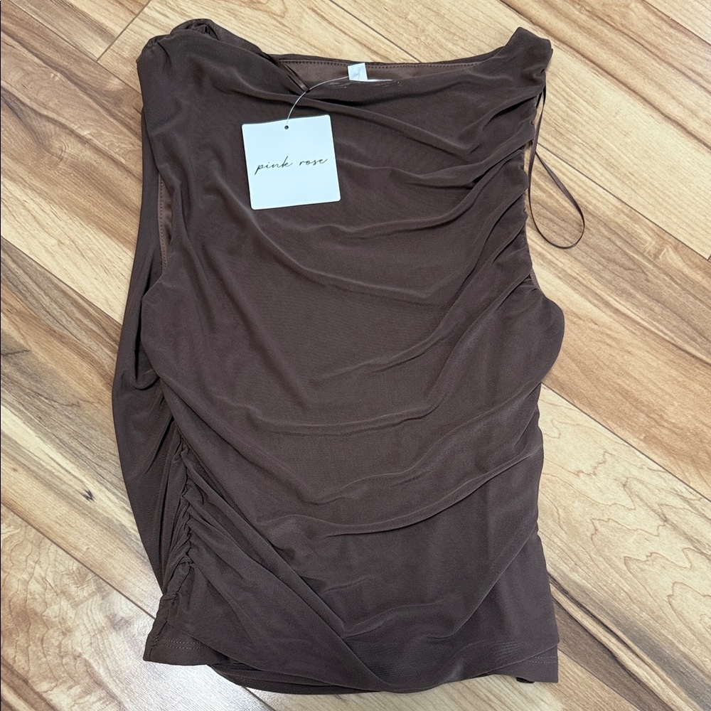 Pink Rose Taupe Sleeveless Blouse nwt